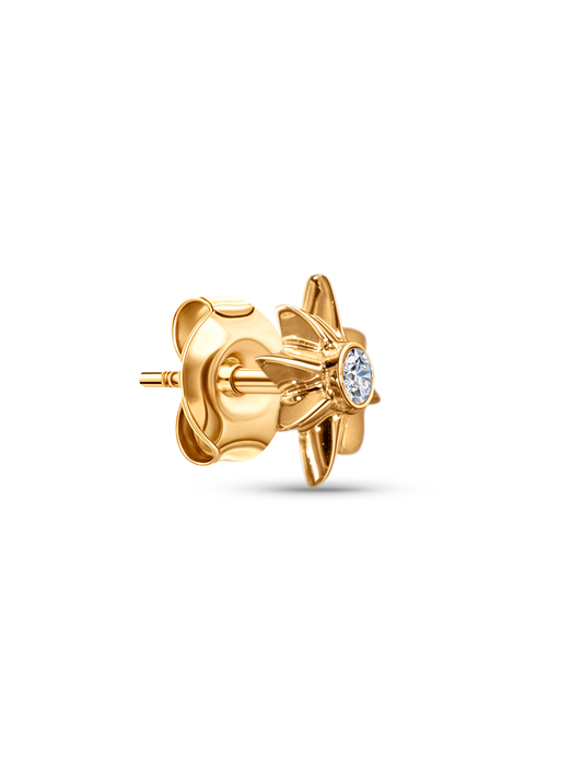 Fine 14K Yellow Gold & Lab-Grown Diamond Single Star Stud