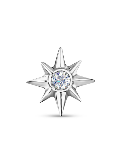 Fine 14K White Gold & Lab-Grown Diamond Single Star Stud