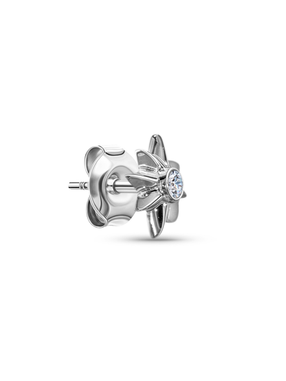 Fine 14K White Gold & Lab-Grown Diamond Single Star Stud