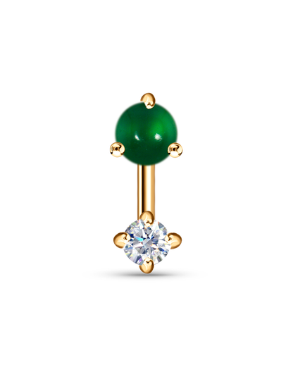 Fine 14K Gold Lab-Grown Diamond & Agate Single Stud