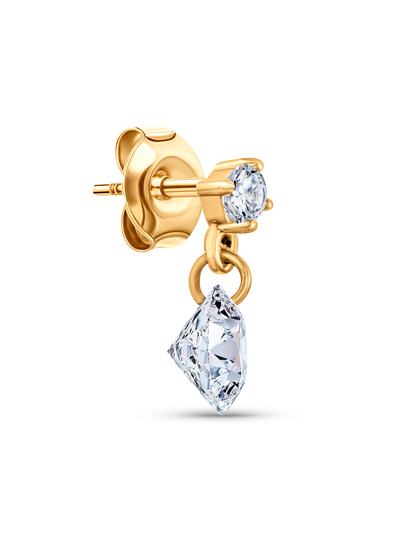 14K Solid Gold & Lab-Grown Diamond Drop Single Stud