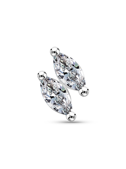 14K Solid Gold & Lab-Grown Diamond Navette Single Stud