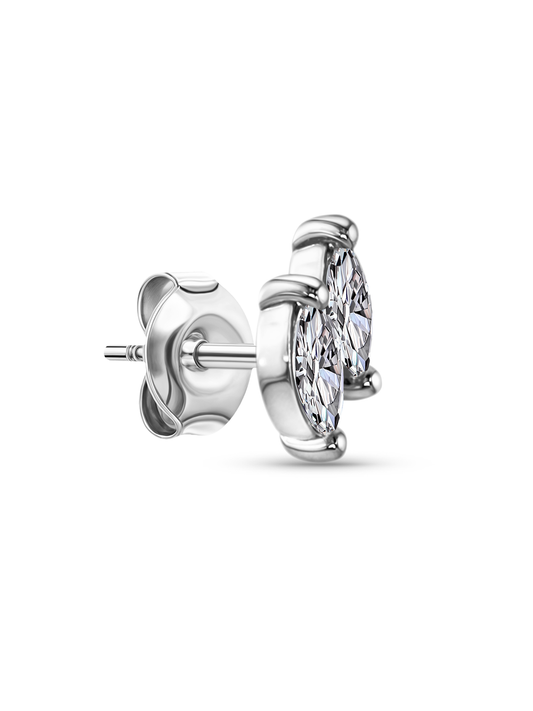 14K Solid Gold & Lab-Grown Diamond Navette Single Stud