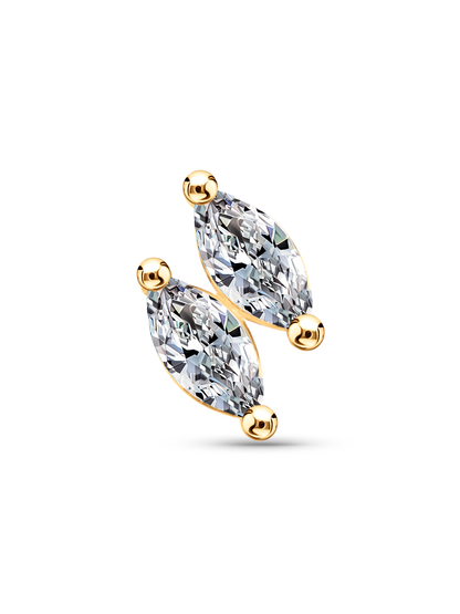 14K Solid Gold & Lab-Grown Diamond Navette Single Stud