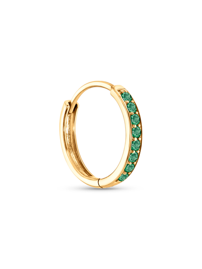 Fine 14K Gold & Lab-Grown Emerald Single Hoop