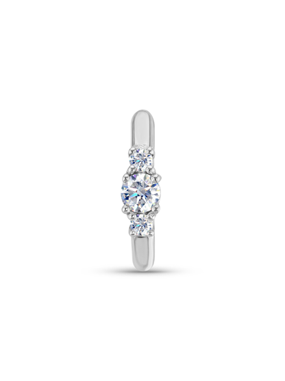 14K Solid Gold & Triple Lab-Grown Diamond Single Hoop
