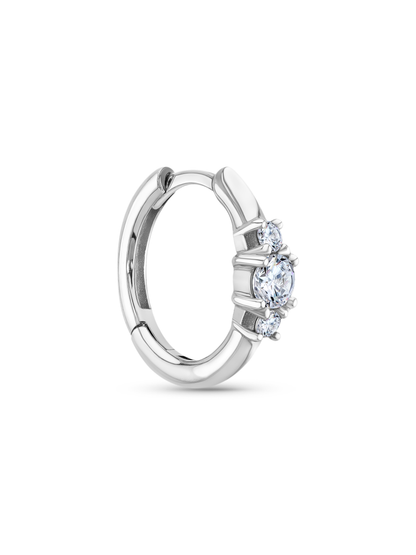 14K Solid Gold & Triple Lab-Grown Diamond Single Hoop