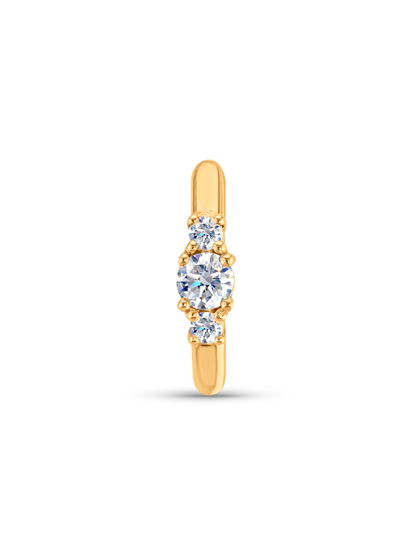 Fine 14K Gold & Triple Lab-Grown Diamond Single Hoop
