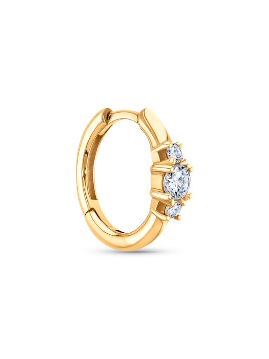 Fine 14K Gold & Triple Lab-Grown Diamond Single Hoop