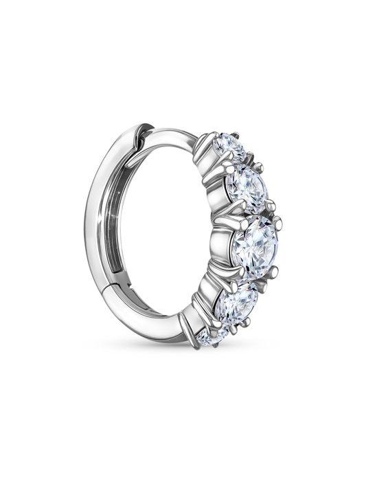 Fine 14K & 5 Lab-Grown Diamond Single Hoop