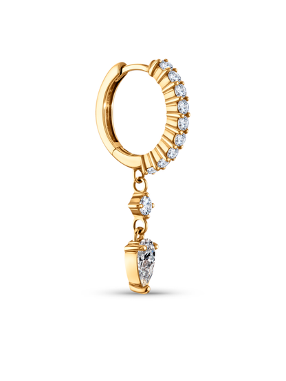 Fine 14K Gold & Lab-Grown Diamond Drop Single Hoop