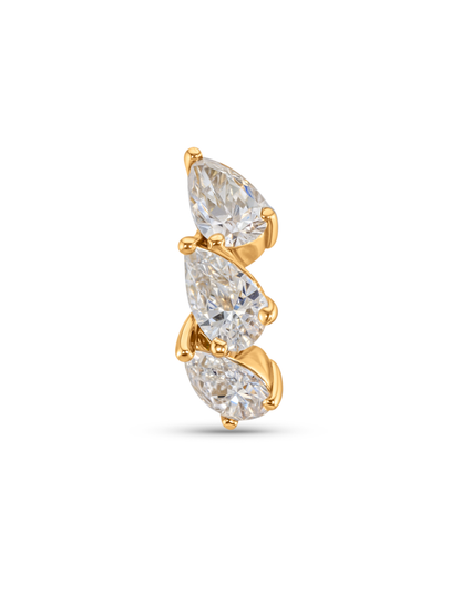 Fine 14K Gold Teardrop Lab-Grown Diamond Single Huggie