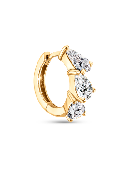 Fine 14K Gold Teardrop Lab-Grown Diamond Single Huggie