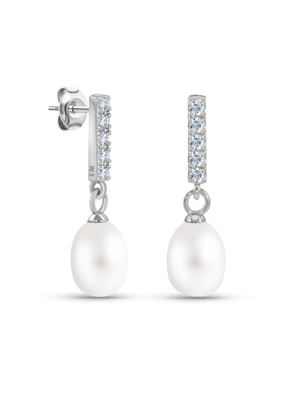 Fine 14K White Gold & Lab-Grown Diamond Pearl Studs