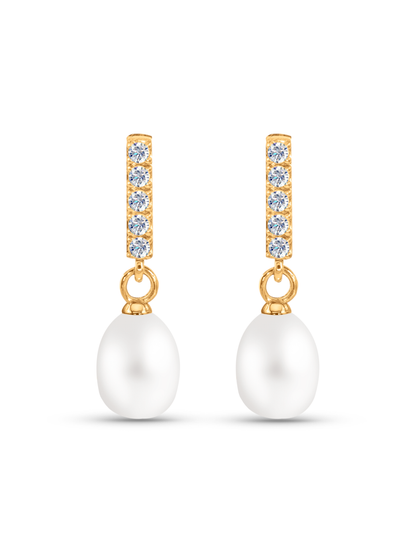 Fine 14K Yellow Gold & Lab-Grown Diamond Pearl Studs