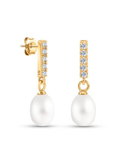 Fine 14K Yellow Gold & Lab-Grown Diamond Pearl Studs