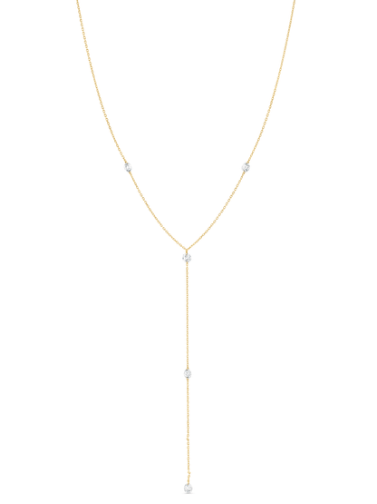 Fine 14K Solid Gold & Floating Lab-Grown Diamond Lariat Necklace