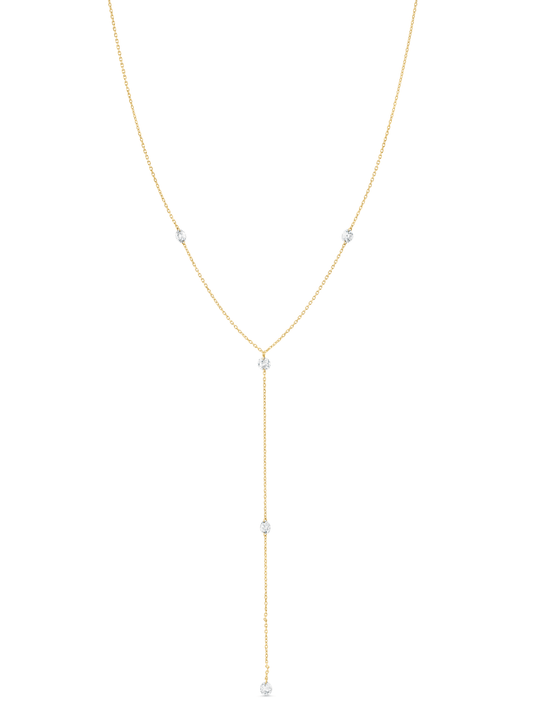 Fine 14K Solid Gold & Floating Lab-Grown Diamond Lariat Necklace