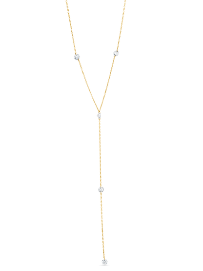 Fine 14K Solid Gold & Floating Lab-Grown Diamond Lariat Necklace