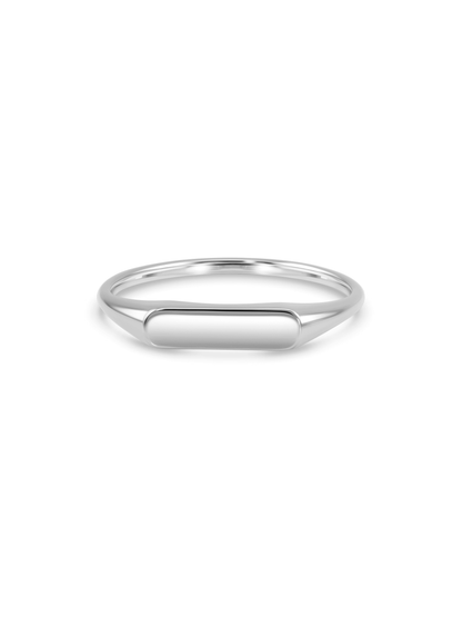 Fine 14K White Gold Slim Rectangular Signet Ring