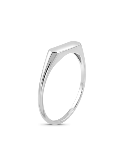 Fine 14K White Gold Slim Rectangular Signet Ring
