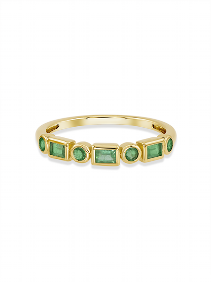 14K Emerald Baguette & Round Ring