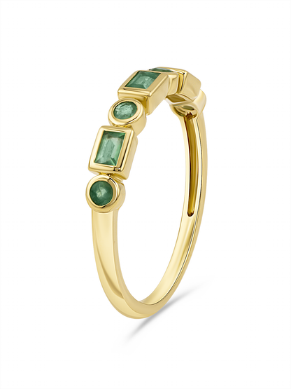 14K Emerald Baguette & Round Ring