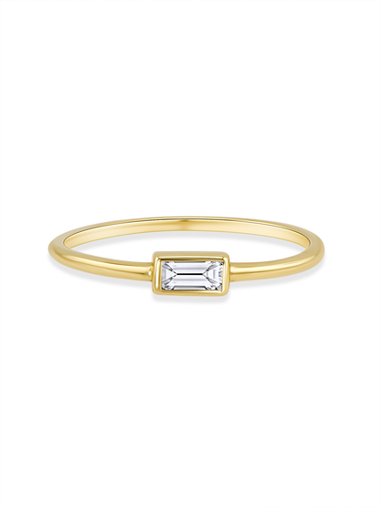 Fine 14K Gold & White Topaz Baguette Ring