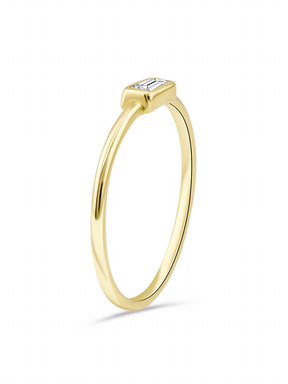 Fine 14K Gold & White Topaz Baguette Ring