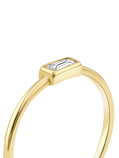 Fine 14K Gold & White Topaz Baguette Ring