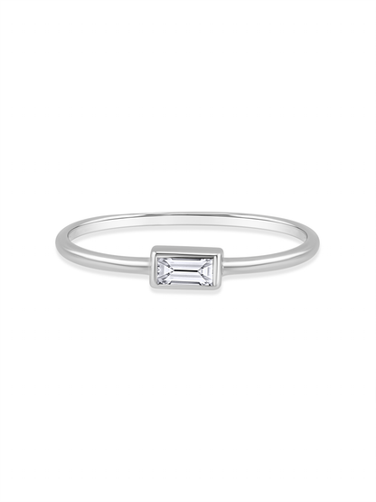 Fine 14K Gold & White Topaz Baguette Ring