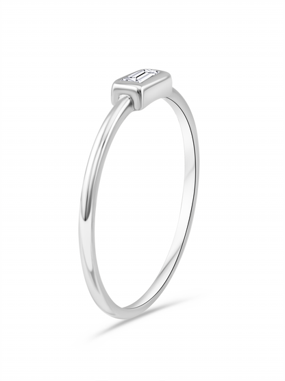 Fine 14K Gold & White Topaz Baguette Ring