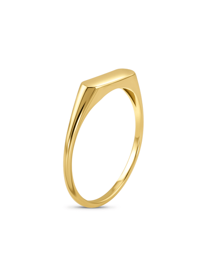 Fine 14K Gold Slim Rectangular Signet Ring