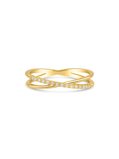 Fine 14K Gold Lab-Grown Diamond Crossover Ring