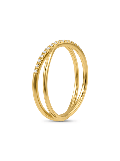 Fine 14K Gold Lab-Grown Diamond Crossover Ring