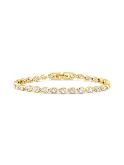 Pear Crystal Tennis Bracelet In Gold