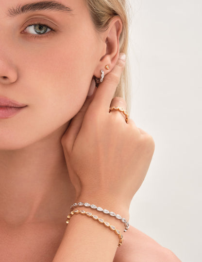Pear Crystal Tennis Bracelet In Silver