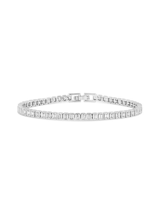 Rectangular Crystal Tennis Bracelet In Silver