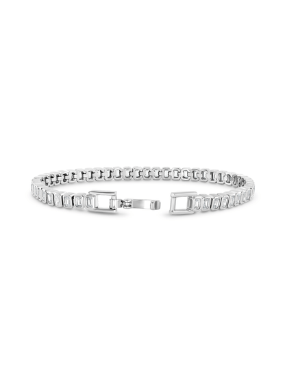 Rectangular Crystal Tennis Bracelet In Silver