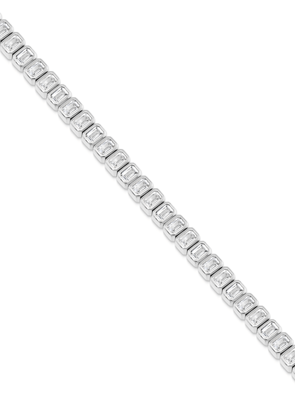 Rectangular Crystal Tennis Bracelet In Silver