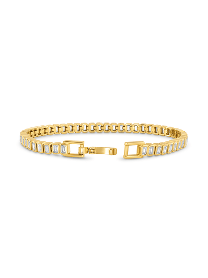 Rectangular Crystal Tennis Bracelet In Gold