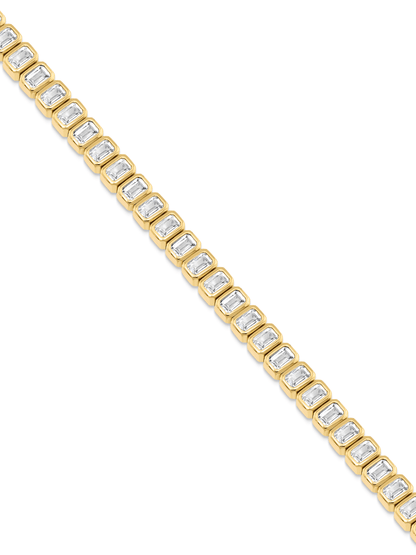 Rectangular Crystal Tennis Bracelet In Gold
