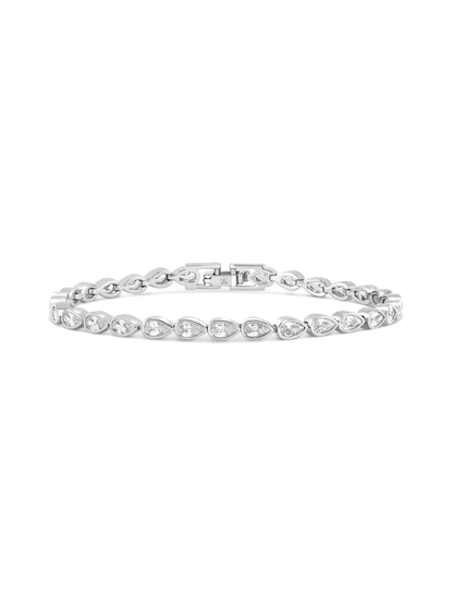 Pear Crystal Tennis Bracelet In Silver