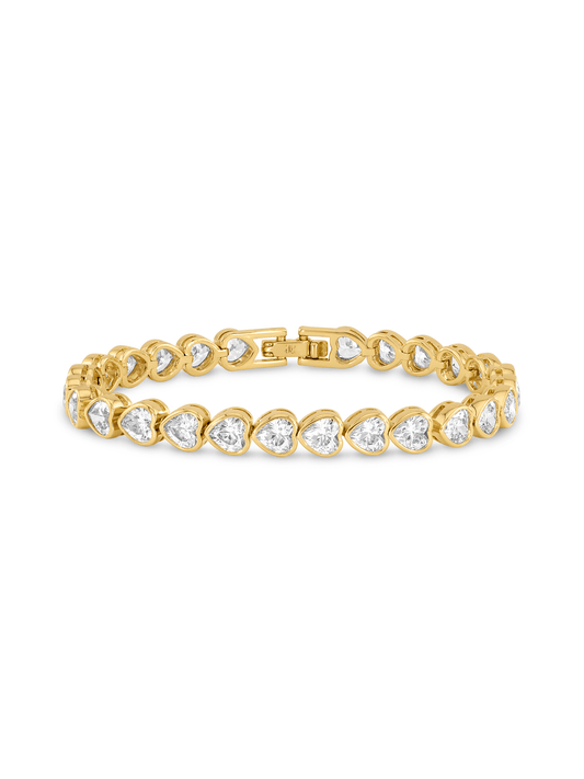 Heart Crystal Tennis Bracelet In Gold