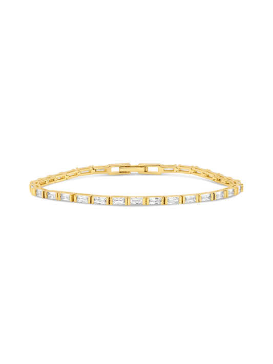 Baguette Crystal Tennis Bracelet In Gold