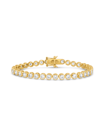 Round Crystal Tennis Bracelet in Gold