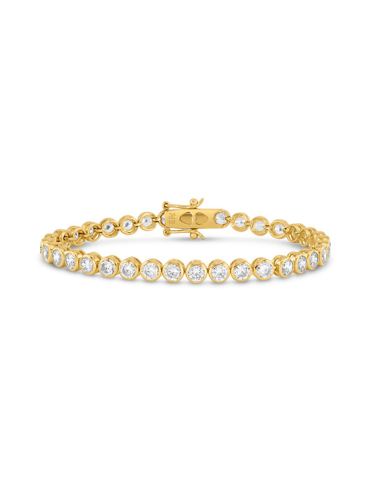 Round Crystal Tennis Bracelet in Gold