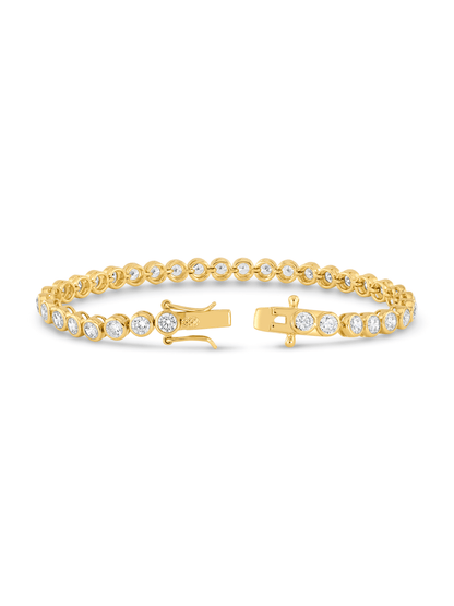 Round Crystal Tennis Bracelet in Gold