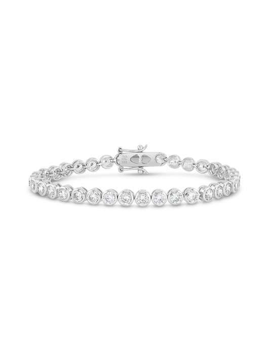 Round Crystal Tennis Bracelet in Silver