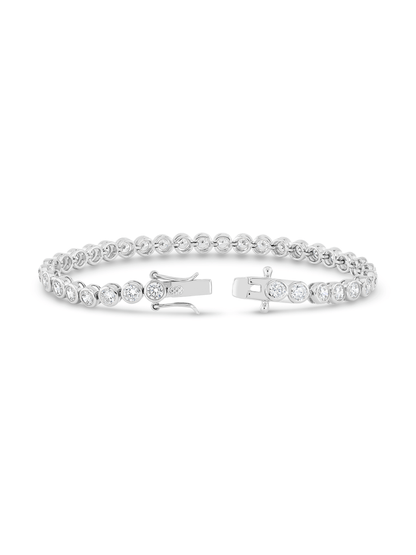 Round Crystal Tennis Bracelet in Silver